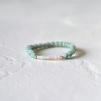 The Drew Bracelet — 6mm Green Jade, natural freshwater long pearl, and gold filled beads stretch bracelet by Poppies & Jules⠋