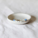 The Jodi Bracelet — Blue Fire Agate, Moonstone, and pearl stretch bracelet by Poppies & Jules