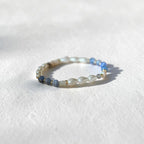 The Jodi Bracelet — Blue Fire Agate, Moonstone, and pearl stretch bracelet by Poppies & Jules