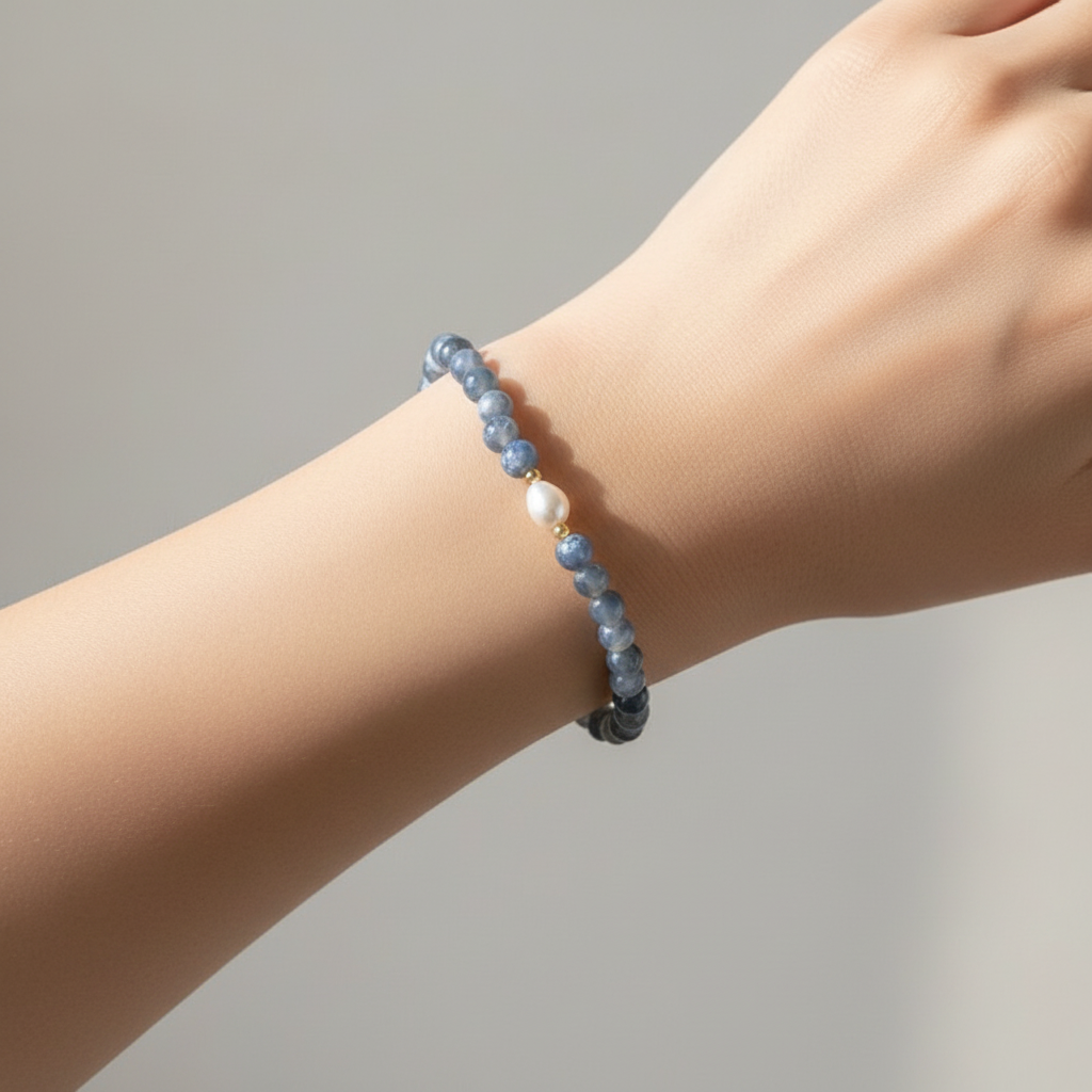 Blue Agate Bracelet on Wrist