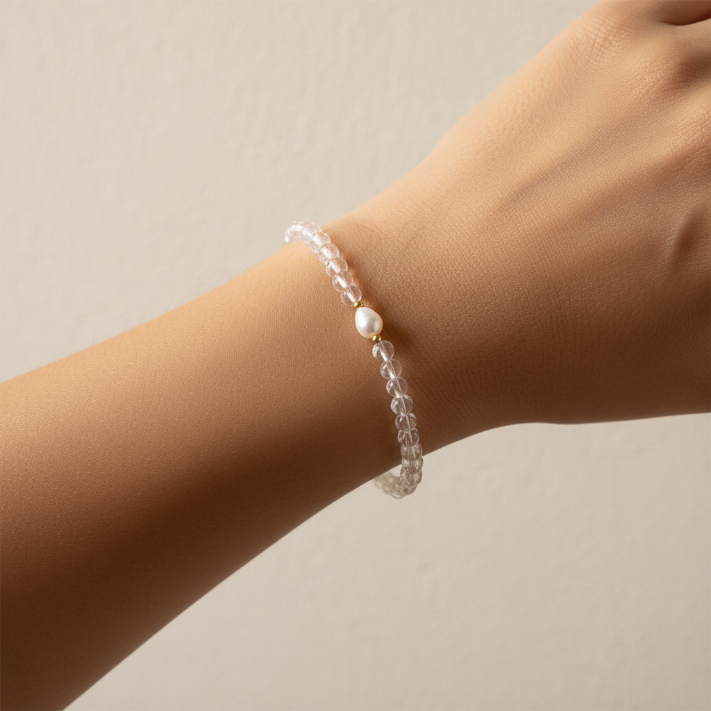 Clear Quartz Bracelet on Wrist