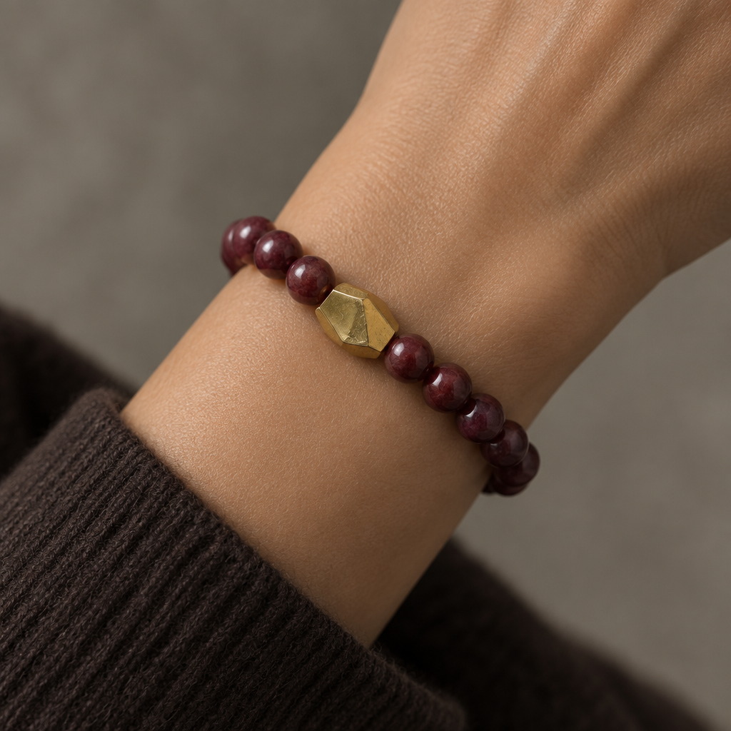 The Lenore Bracelet worn on a wrist.